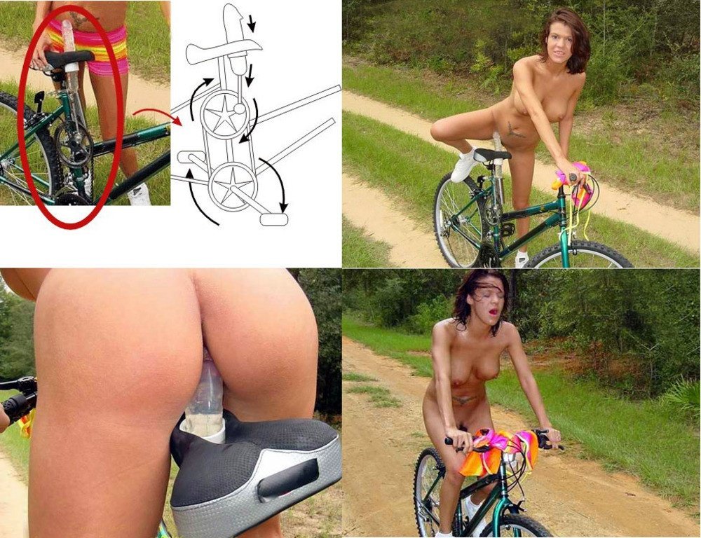 Nude girls on dildo bicycles