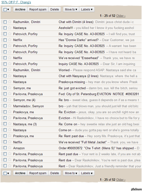 Входящие Раскольникова | Пикабу