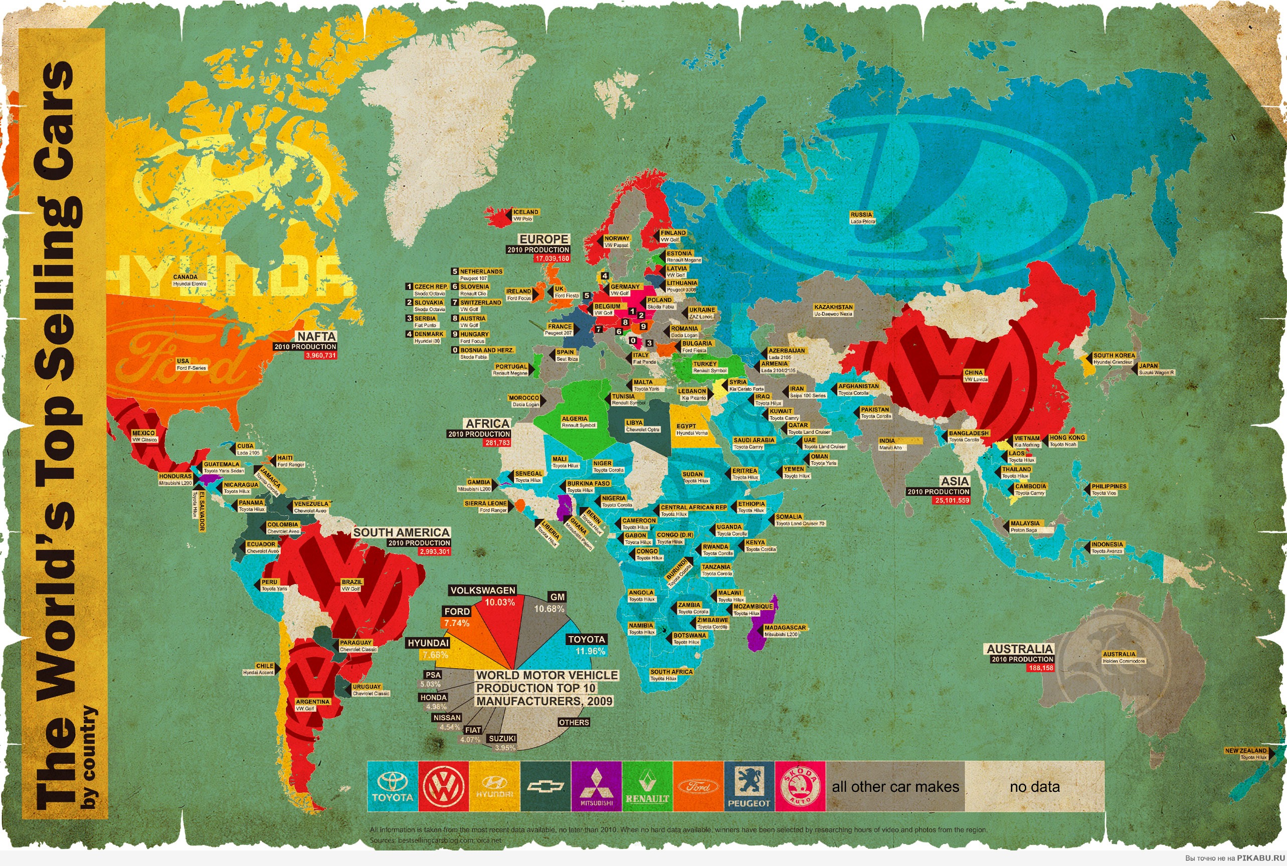 Самые популярные авто в разных странах мира | Пикабу
