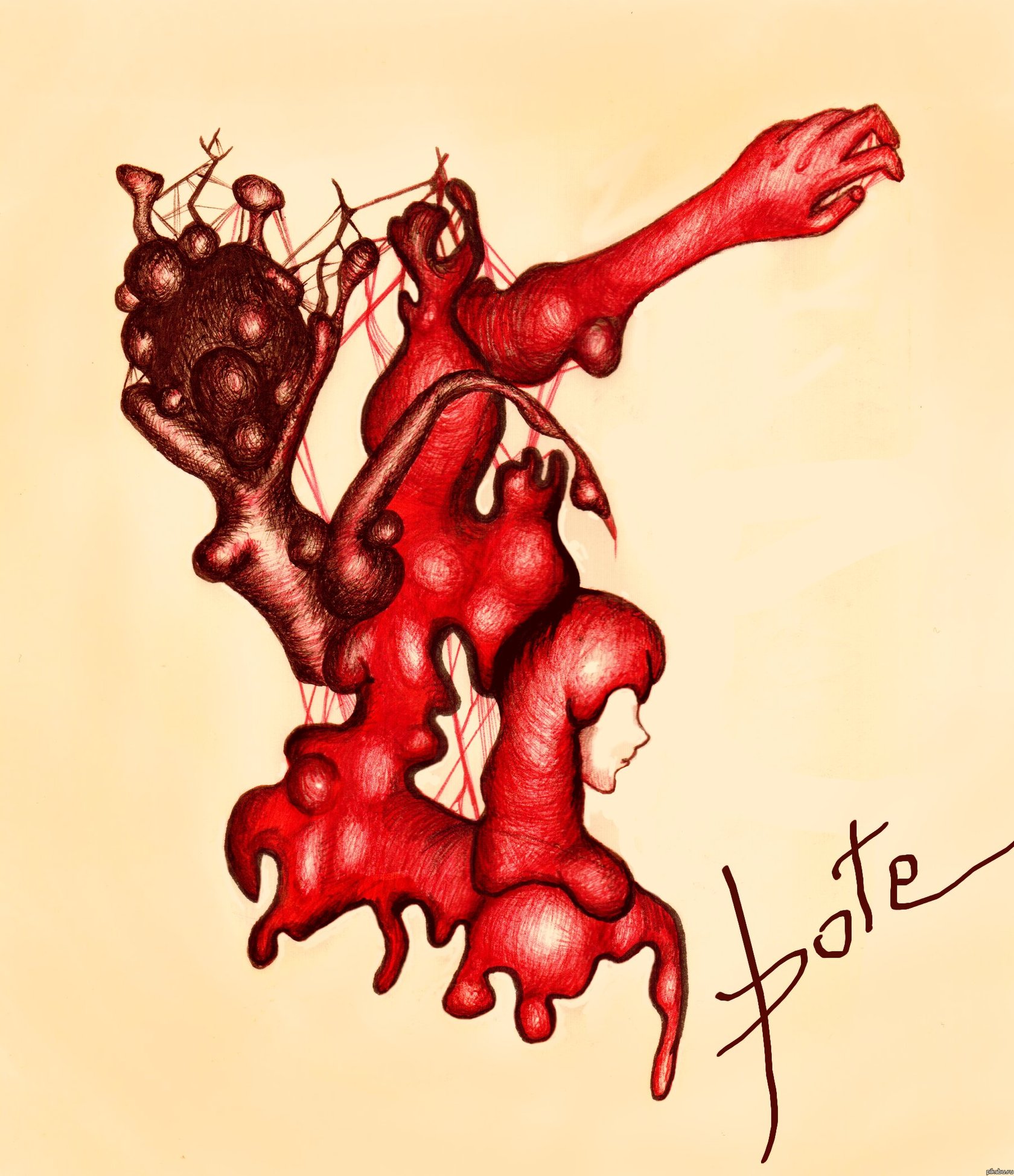 Вот такой рисунок! ручка красная, ручка черная.