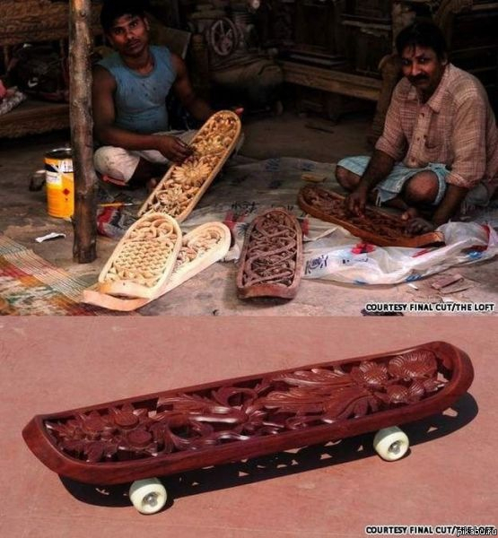 Вот такие резные скейты в Индии