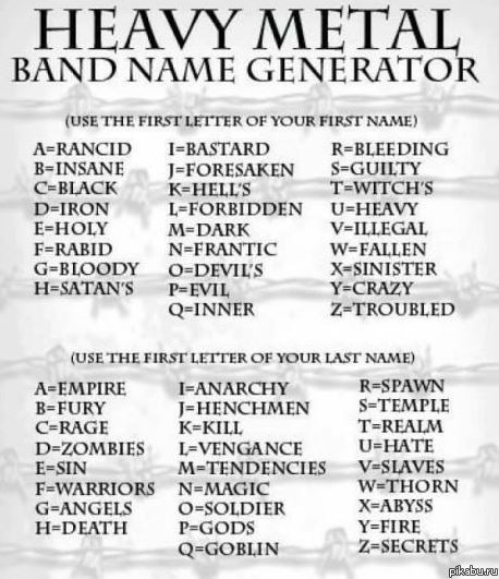 Heavy Metal Band Name Generator