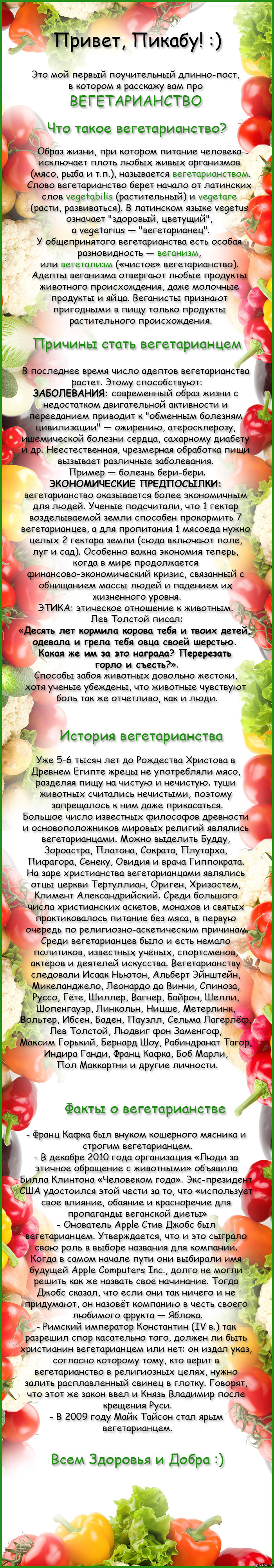 Немного о Вегетарианстве