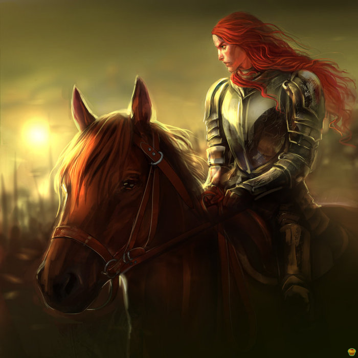 Рыжая девушка и лошадь