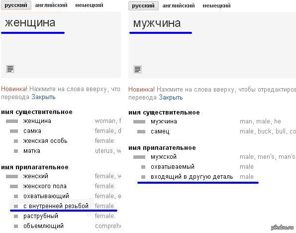 Google Translator . Male, female.