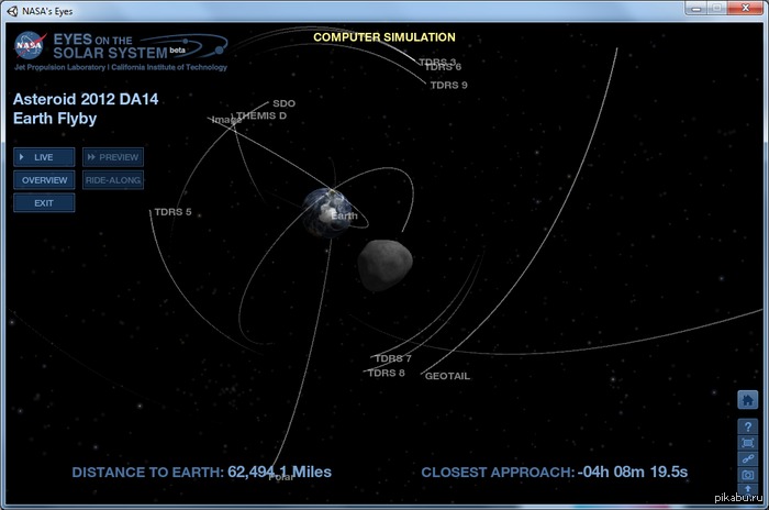    2012 DA14 http://eyes.nasa.gov/launch2.html?document=$SERVERURL/content/documents/da14/da14.xml
