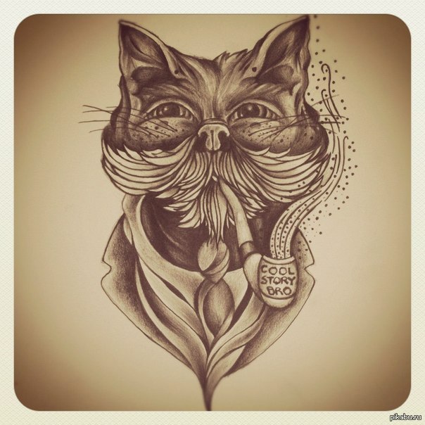 Кот баюн эскиз тату