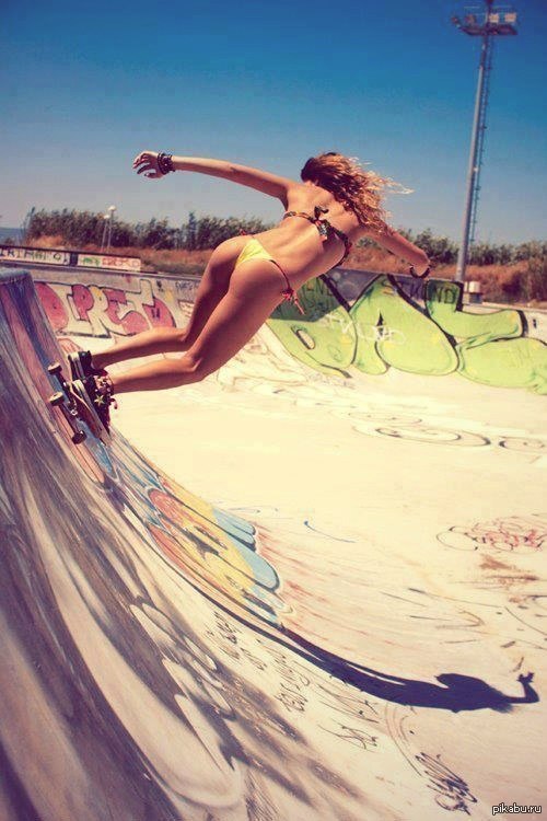 Naked Girl On Skateboard