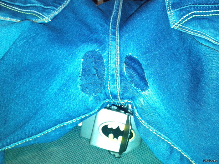 The jeans were worn out, that's what happened when I decided to mend them XD - NSFW, My, Jeans, Eggs, Humor