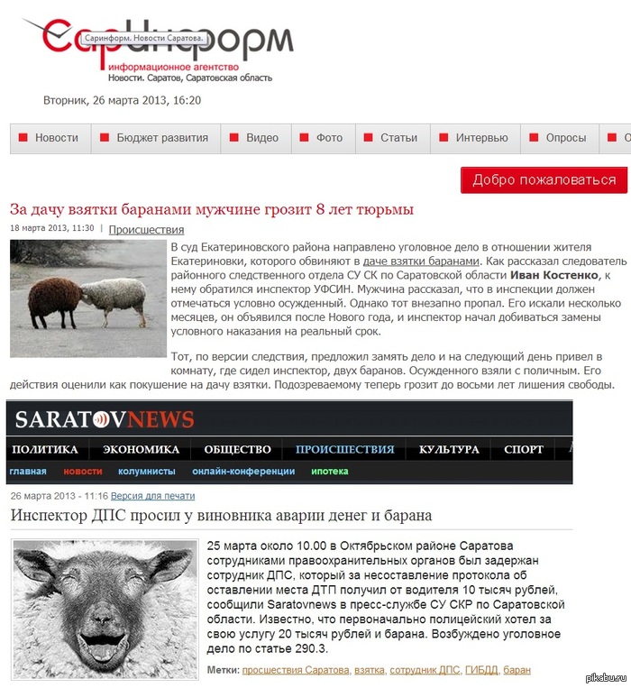 ,        ? :  http://www.sarinform.ru/news/2013/03/18/92322  http://www.saratovnews.ru/proisshestviya/inspektor-dps-prosil-y-vinovnika-avarii-deneg-i-barana/
