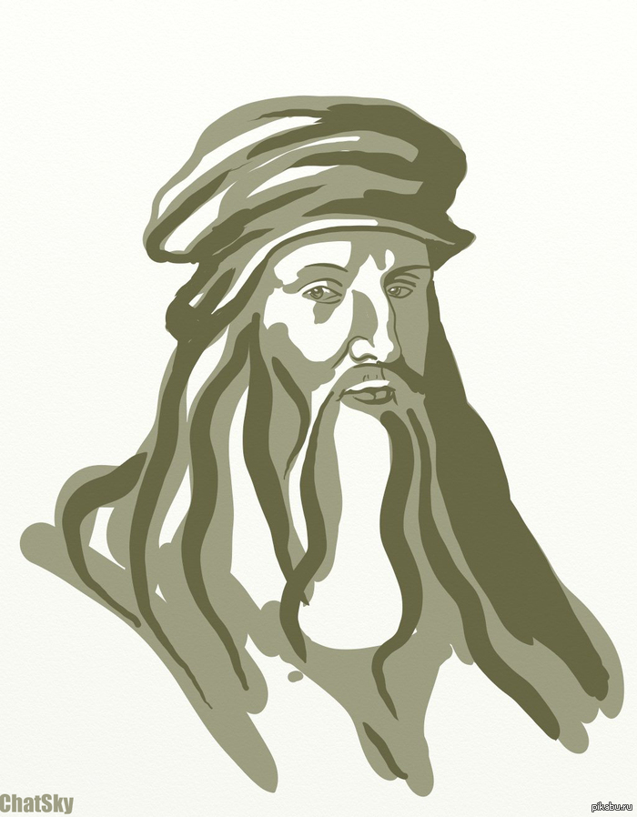 Leonardo da Vinci. - My, Leonardo da Vinci, Drawing, Photoshop