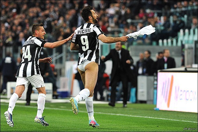 Vucinic received a yellow card for taking off his shorts to mark the goal. - Football, Shorts