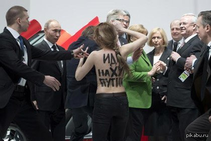 Putin vs Femen - NSFW, Vladimir Putin, Femen, Boobs