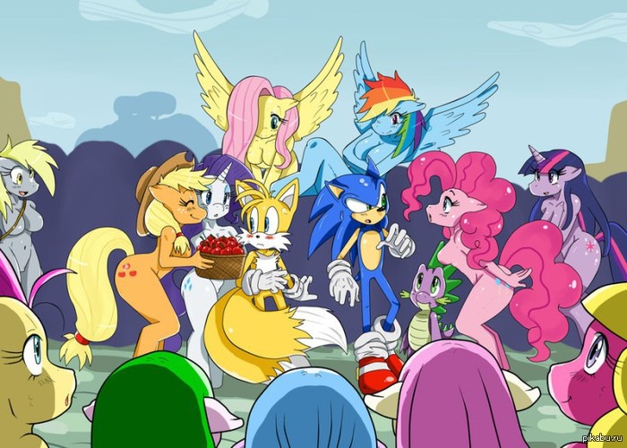 Ponies have grown up :) - NSFW, My, Pony, Sonic the hedgehog, Cartoons, My little pony, Anthro, Crossover, Miles Tails Prower, Mane 6, Derpy hooves