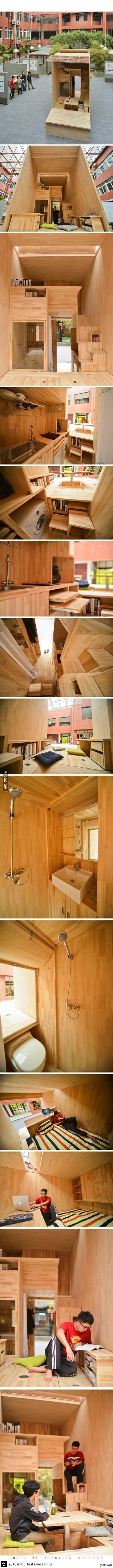 An architect student from China built a room with an area of ??22 meters. - China, House, Room, Architecture, Students