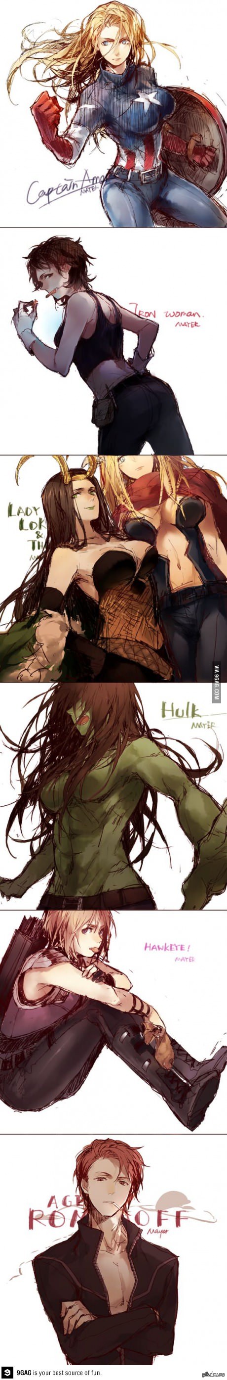 I think many will be interested to see the Avengers in a new way. - 9GAG, Avengers, Girls