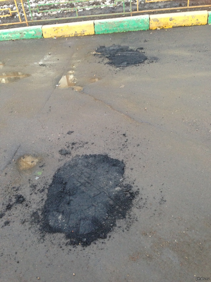 Near my house, they made asphalt - NSFW, My, Asphalt, Russia, Well done