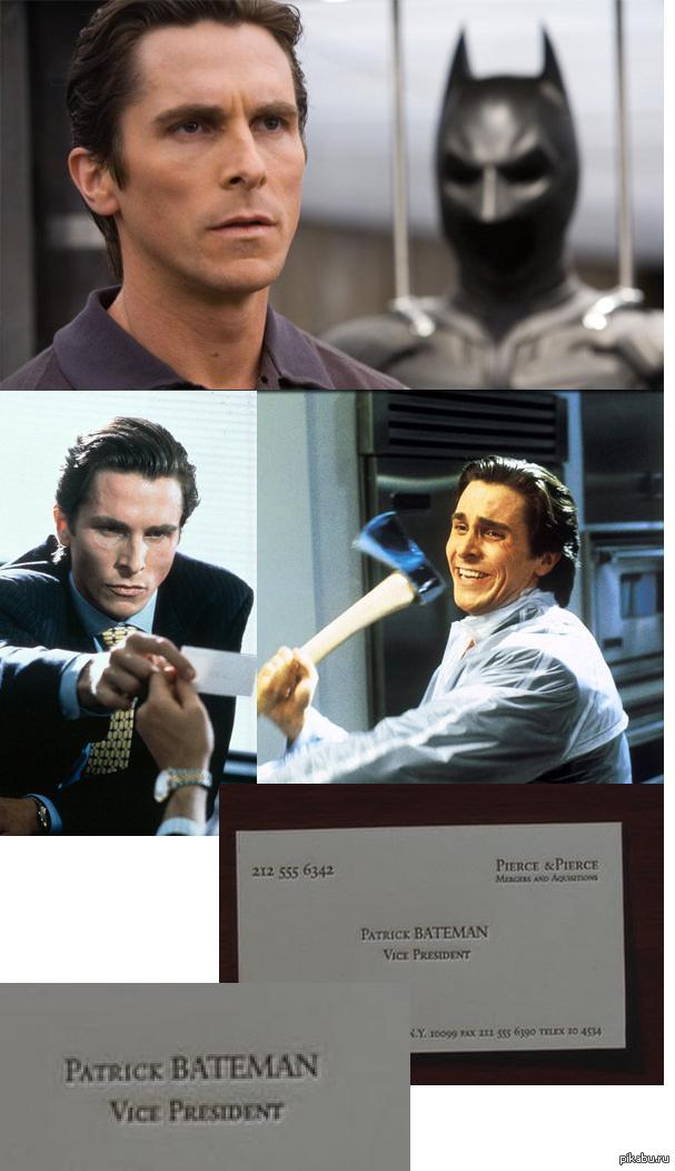 Interesting facts about Christian Bale - Christian Bale, American psychopath, Business card
