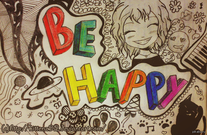 Happiness to everyone!) - My, Drawing, Pencil, Happiness