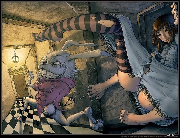 Alice in Wonderland - NSFW, Rabbit, Stockings, Alice in Wonderland