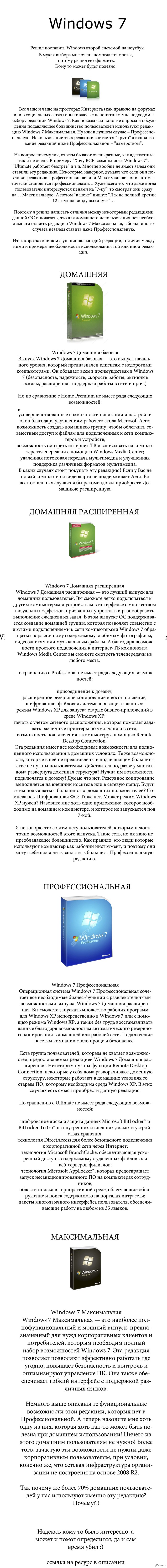 О выборе Windows 7 - Моё, Windows, Выбор, Моё, Не мое, Статья