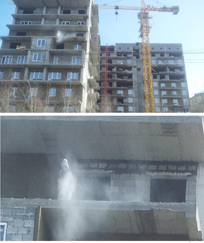 In Surgut, the builder went out on the balcony to shake off his clothes, and he was mistaken for a ghost :D - Surgut, Призрак, Builders, Building