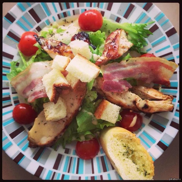 Favorite salad. Plus, it's very easy to prepare. - My, Salad, Food, Caesar, Recipe