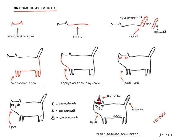 Как нарисовать кота) | Пикабу