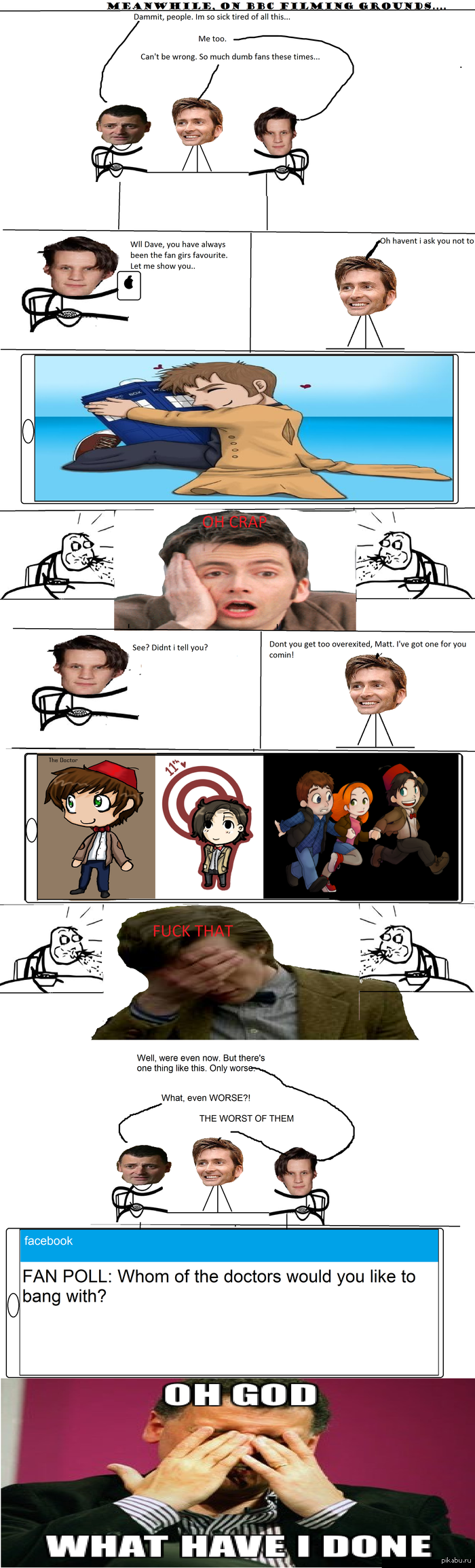 Моффат, Теннант и Смит после сьемок