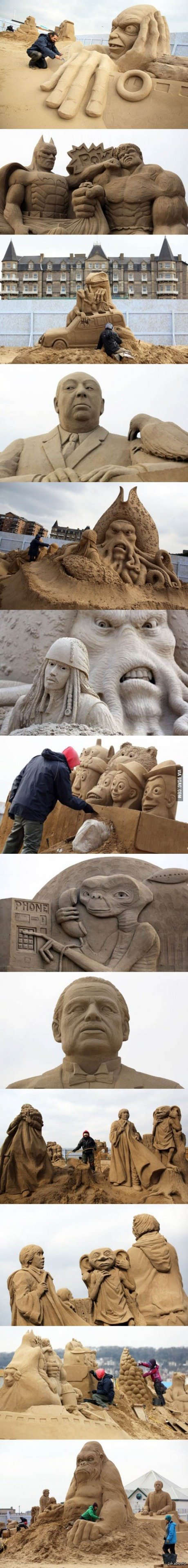 Incredible sand figures - Sand, 9GAG, Art, Shapes