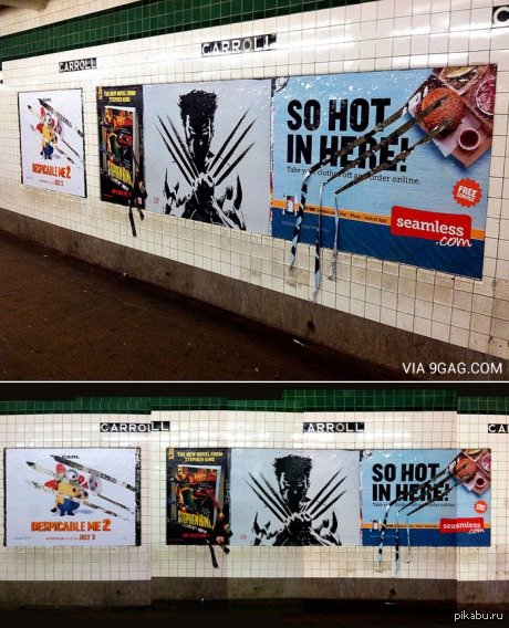 Креативная реклама нового фильма про Россомаху