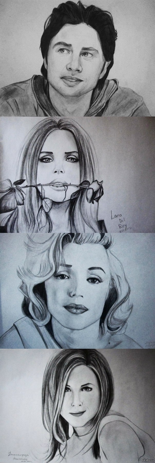 Портреты Иногда рисую на бумаге портреты. Самоучка. Пока вот, что у меня выходит) За качество прошу прощение, сканера нет)