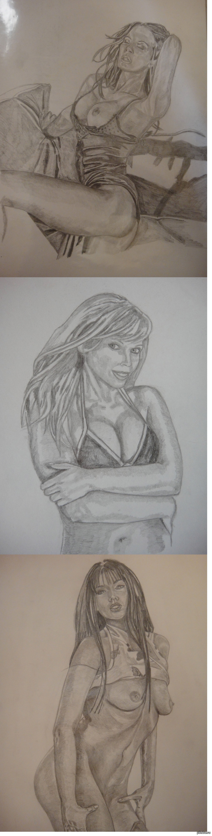 Depicted well-known in, ahem, certain circles of actresses - NSFW, Tag, Longpost, , , Pencil drawing, My