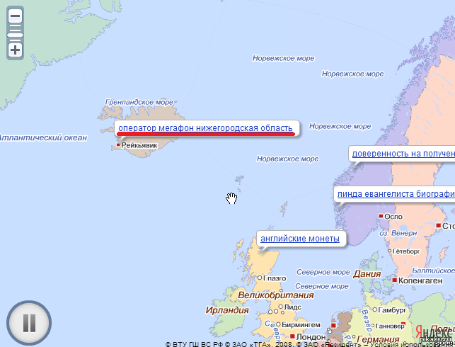 Yandex query map - Yandex., Deception, Iceland