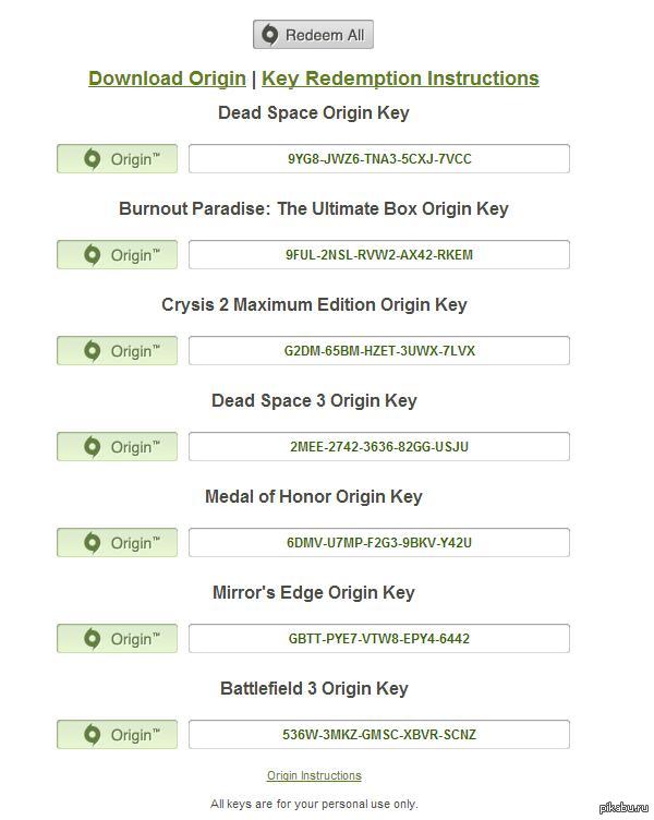 Origin keys
