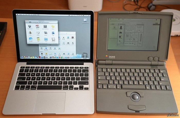 1991 - PowerBook 100  2012 - MacBook Pro Retina 13inch   : 2MB - 8GB   : 40MB - 512GB