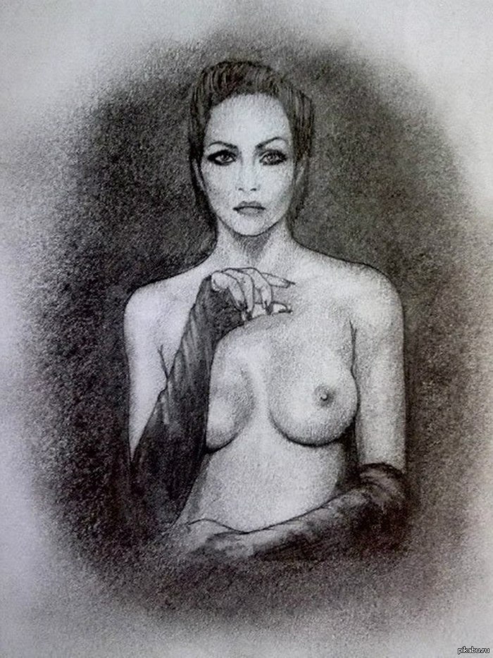 Gorgeous lady. - NSFW, Drawing, Erotic, Black and white