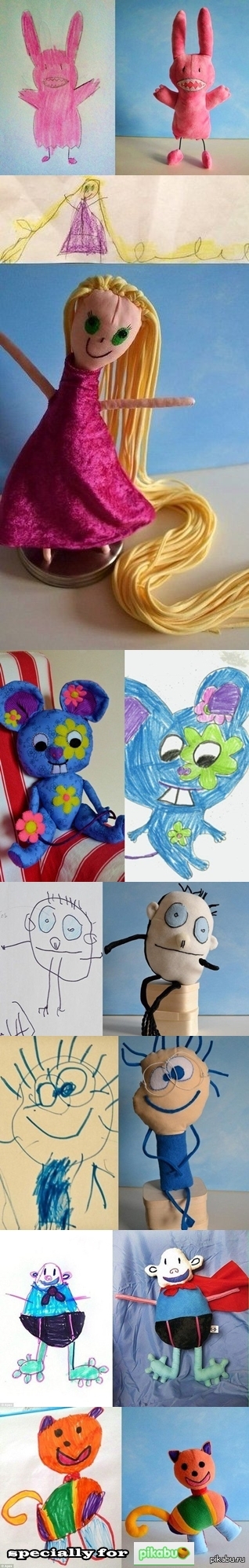 Уникальные мягкие игрушки, сшитые по детским рисункам