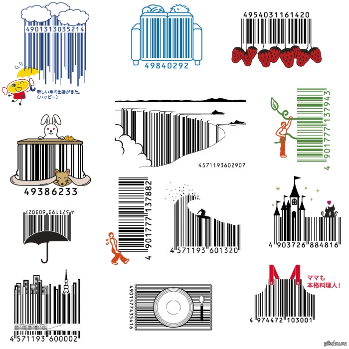 Необычный коды. Креативные штрих коды. Дизайнерские штрих коды. Необычный штрих код. Штрих код рисунок.