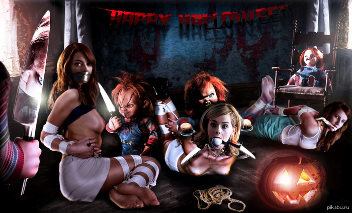 Halloween with Emma - NSFW, Strawberry, Emma, Emma Watson, Emma Stone, Emma Roberts, Halloween, Chucky