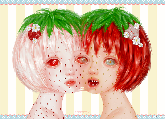 Strawberry mutant - NSFW, Strawberry, Berries, Humanization, Art, Strawberry (plant)