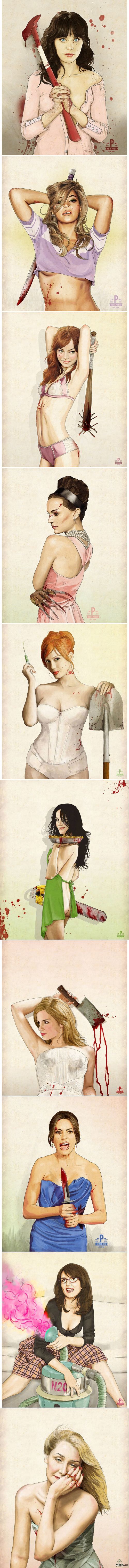 Keith P Raine's Slaughterhouse Starlets Series - NSFW, Illustrations, Actors and actresses, Longpost