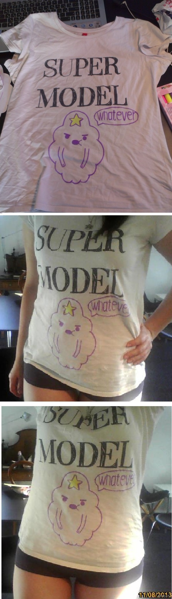 I share my joy with pikabushniks :3 - My, Adventure Time, Whatever, With your own hands, T-shirt, Supermodel, Longpost