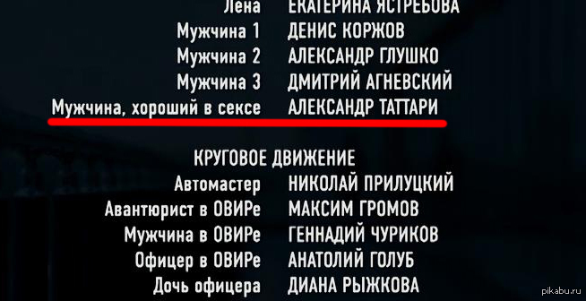 Титры в фильме образец