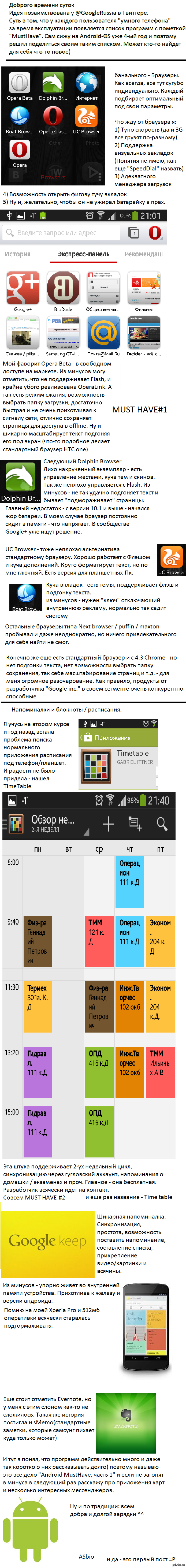 У каждого есть свой список Must Have. На ваш суд - часть моего)