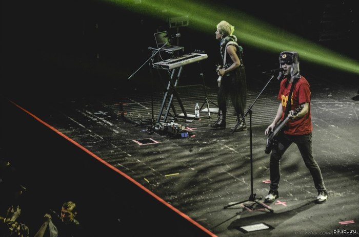 Photo from yesterday's concert of Skillet in Moscow - Skillet, John Cooper, the USSR, Russia, Hat with ear flaps, Vodka bears balalaika