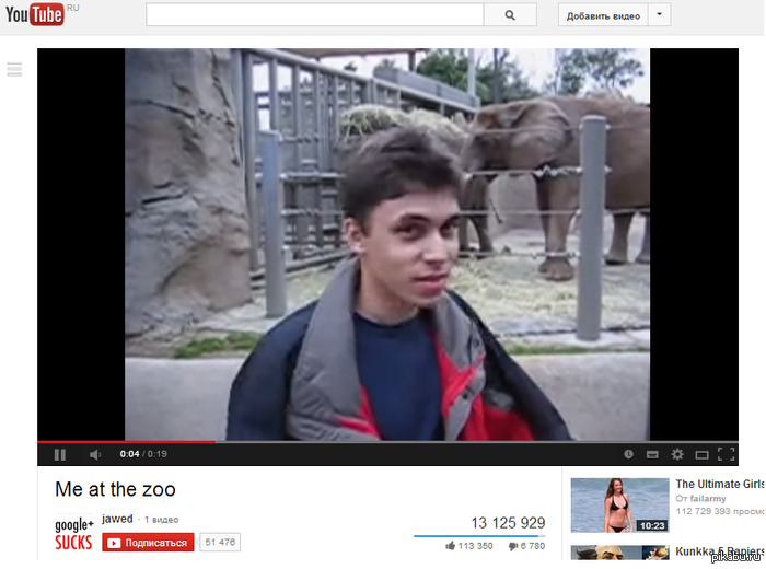 у автора самого первого видео на ютубе на аватарке написано что гугл+ отстой