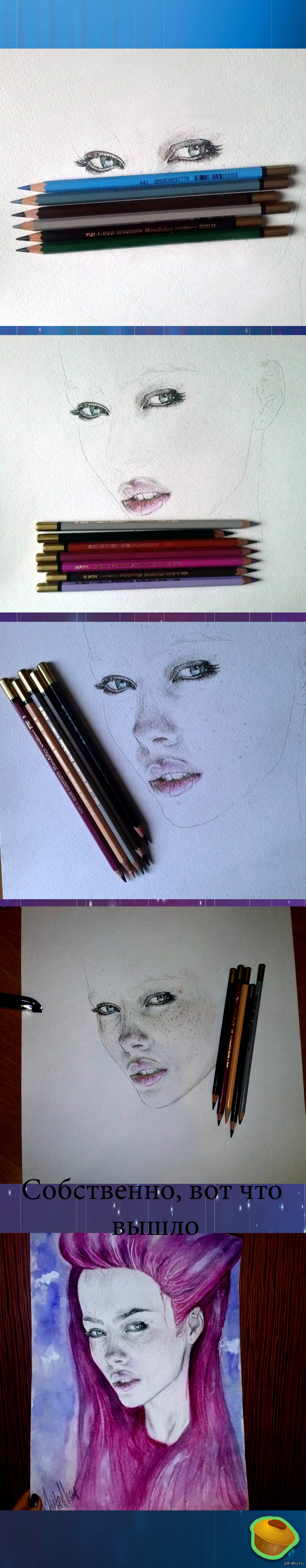 Процесс создания арта акварелью и акварельными карандашами от самоучки :3