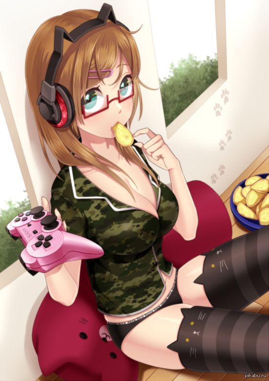 pink joystick - NSFW, Girls, Drawing, Anime, Joystick, Yummy, Stockings