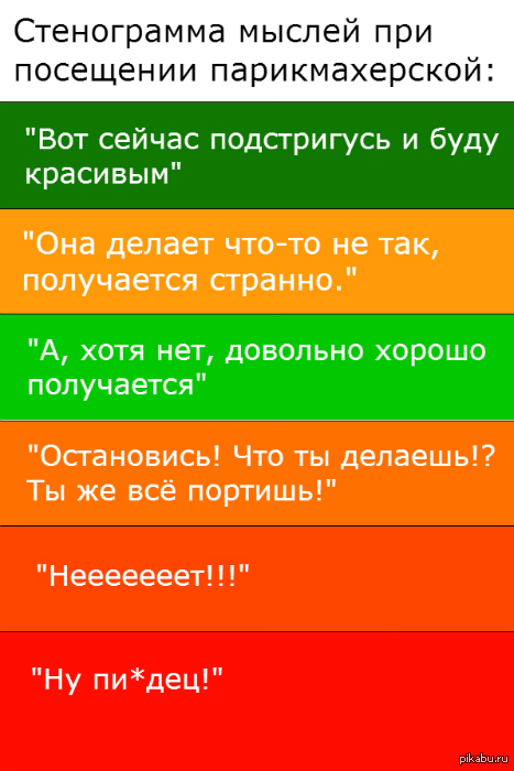 Стенограмма мыслей при посещении парикмахерской.